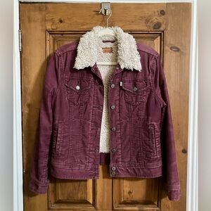 Levi's Women's Corduroy Sherpa-Lined Jacket - Burgundy